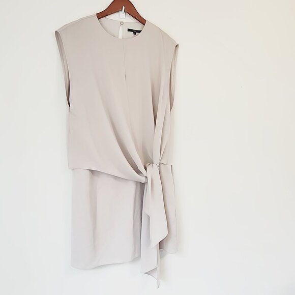 Tibi Savanna Double Layer Tie Front Dress Blush Cream Color Sz 6 TriacetateBlend - Picture 5 of 16